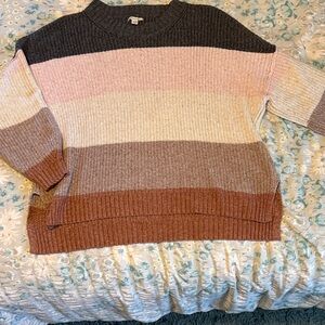 American Eagle Striped Women's Sweater - Pink, Cream, Brown